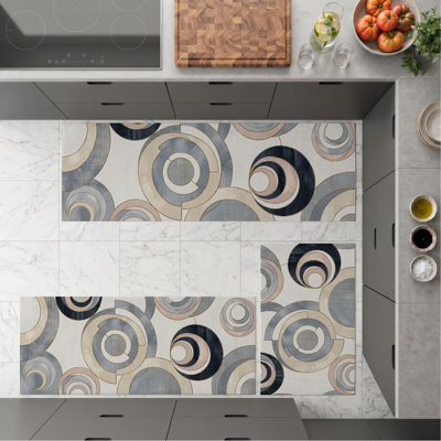 Circular Swirls Non-Slip Washable Kitchen Mats
