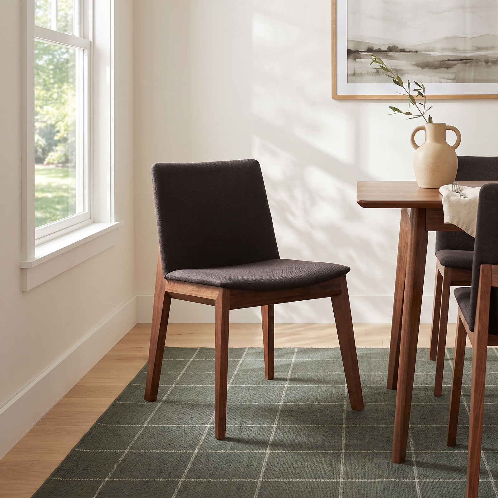 Anrey Side Chair, Black Canvas, Brown