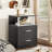 Black Nightstand with Charging Station and USB Ports, LED Night Stand with 2 Drawers, Modern End Side Tables with Open Storage, Bedside Tables for Bedroom, Office