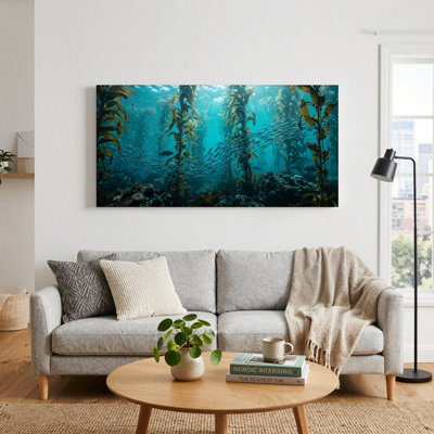 Ensemble de 1 tableau sur toile représentant une forêt sous-marine