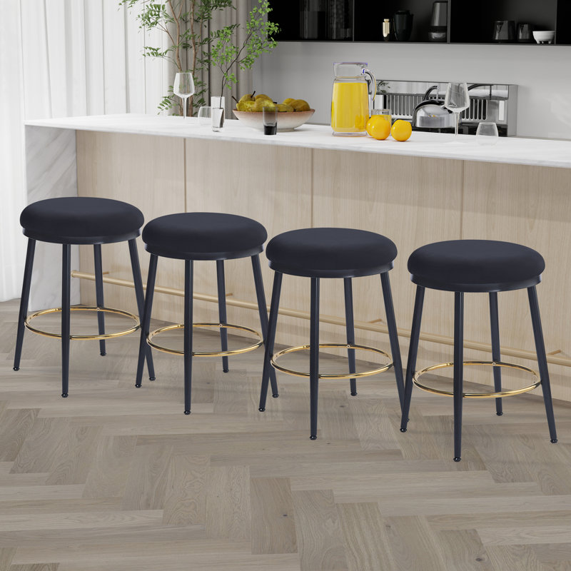 Ensemble de 4 tabourets de comptoir modernes, Noir, noir, noir, noir