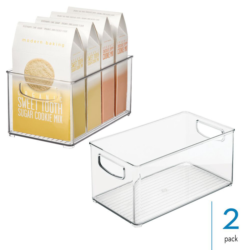 iDesign Plastic Stackable Pantry Bin with Handles - Set of 2 - Clear, 3.15 qts.