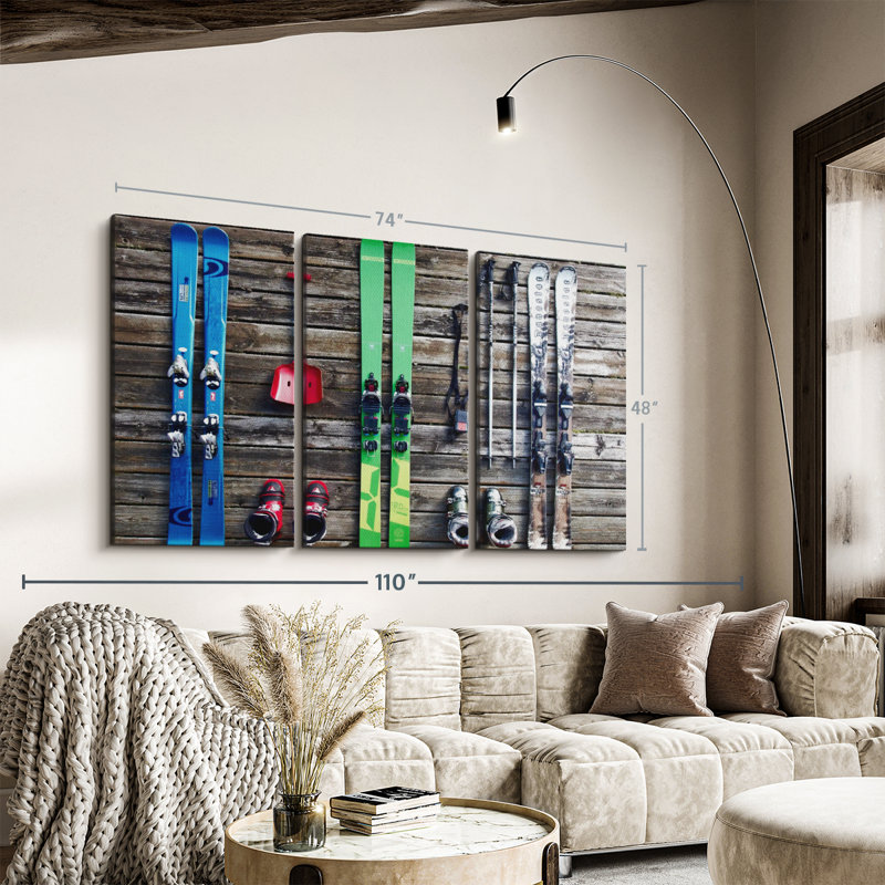 «Ski Gears», 3 pièces sur toile, H 48 po x l 74 po 