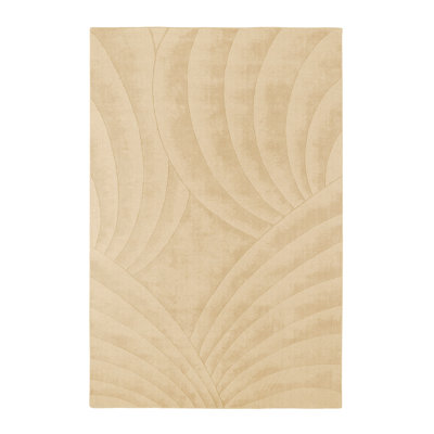 Volute Wool Abstract Area Rug in Beige