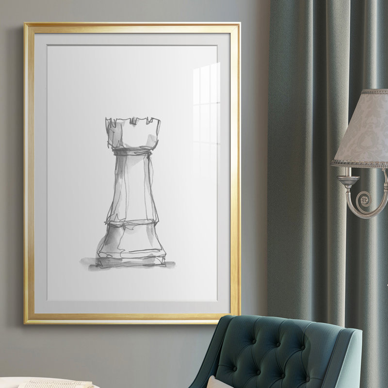 Chess Room Study V - reproduction de cadre photo, Or, H 36,5 po x l 26,5 po x P 1 po