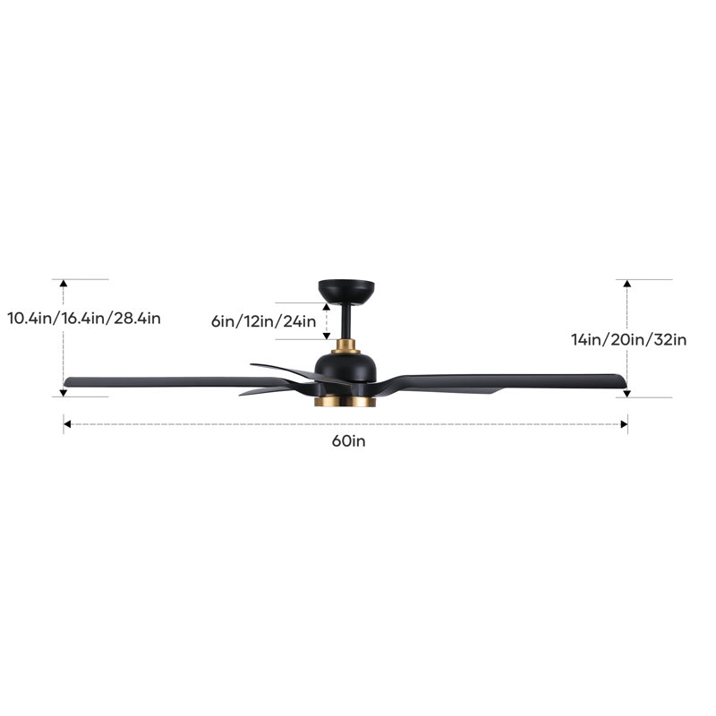60'' Ceiling Fan With Light, Black