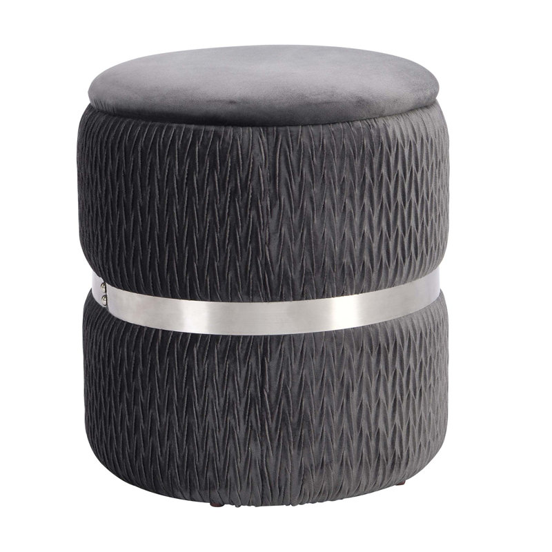 Repose-pieds rond en velours Techni Mobile avec rangement spacieux, sièges confortables et design élégant pour tout espace de vie