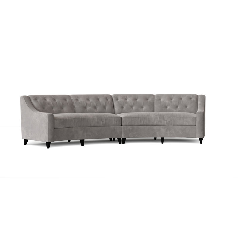 Canapé modulaire de coin symétrique 147 po Charlotte, Velours tempête, Noir, Moyenne