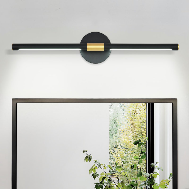 23.7" Dimmable LED 15W 6000K Bath Bar, Black/Brass