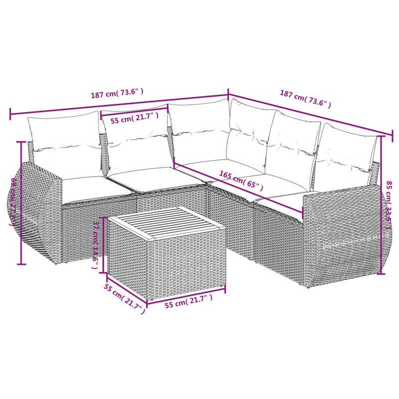 Vidaxl Garden Sofa Set Black