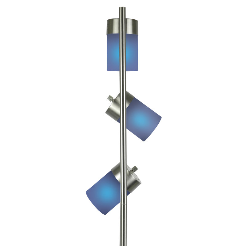 65 Inch Two-Way Adjustable 3-Head Floor Lamp With Blue Finish | Gift Idea