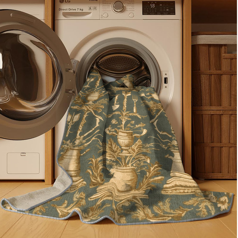 Tapis brun français lavable à la machine, Rectangle 6 pi x 9 pi