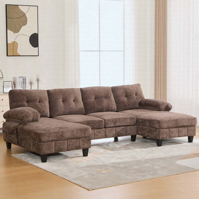 Canapé modulaire en U en chenille de 103,5 po avec méridienne double en U
