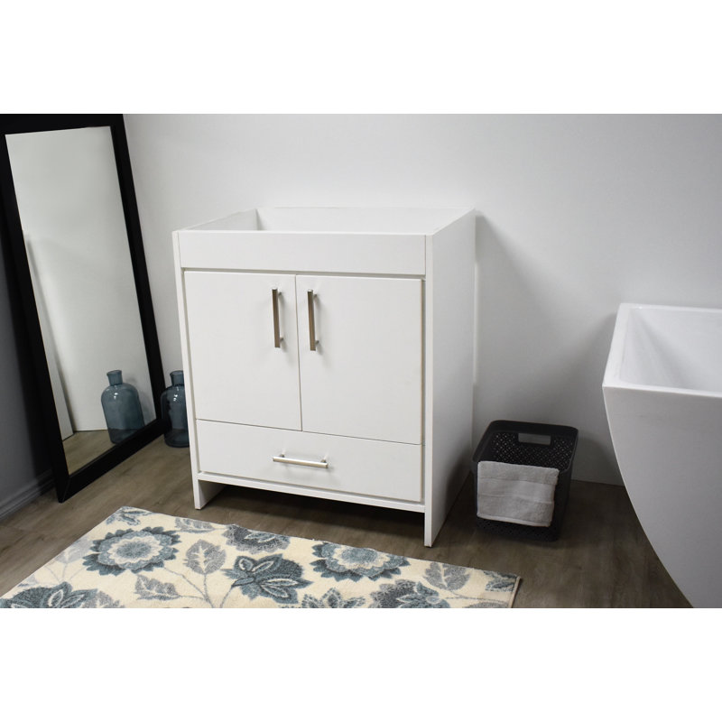 Capri 24" White Modern Bathroom Vanity with Brushed Nickel Handles