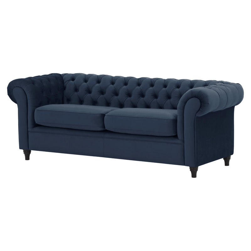 Burks 3 Seater Velvet Sofa, Dark Blue