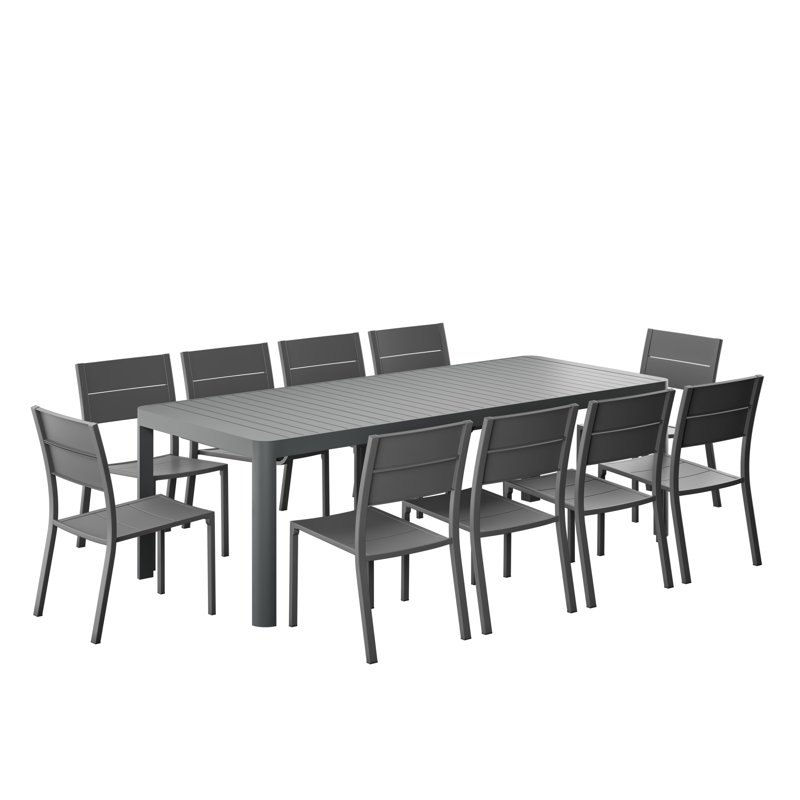Amazonia Milky Extendable 11Pc Outdoor Patio Aluminum Dining Set