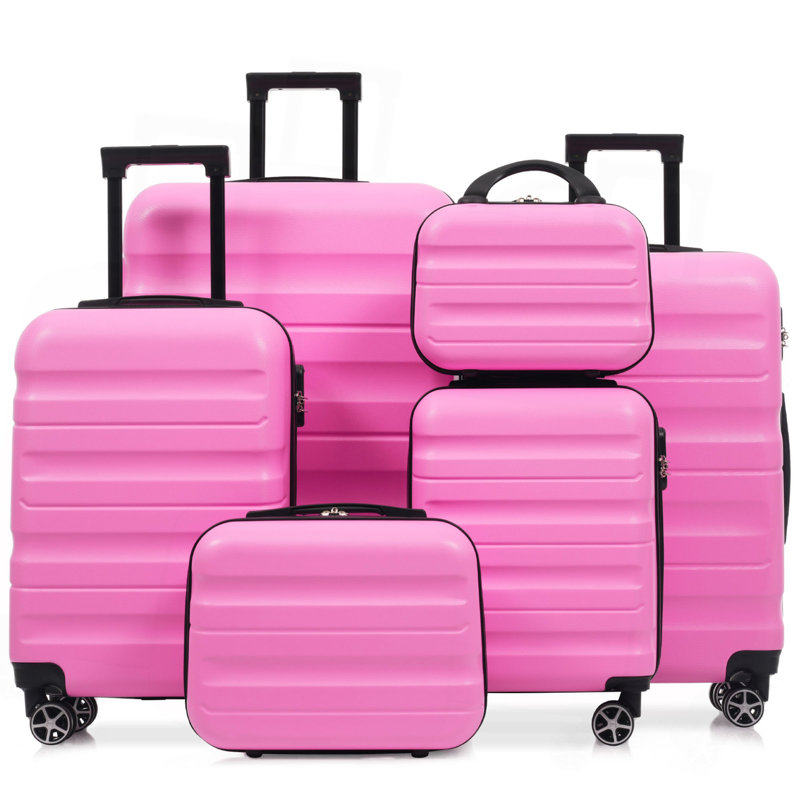 Ensemble 6 pièces de valises rigides en ABS - Valises légères et durables avec deux roues pivotantes, tailles de bagage à main et pour bagages