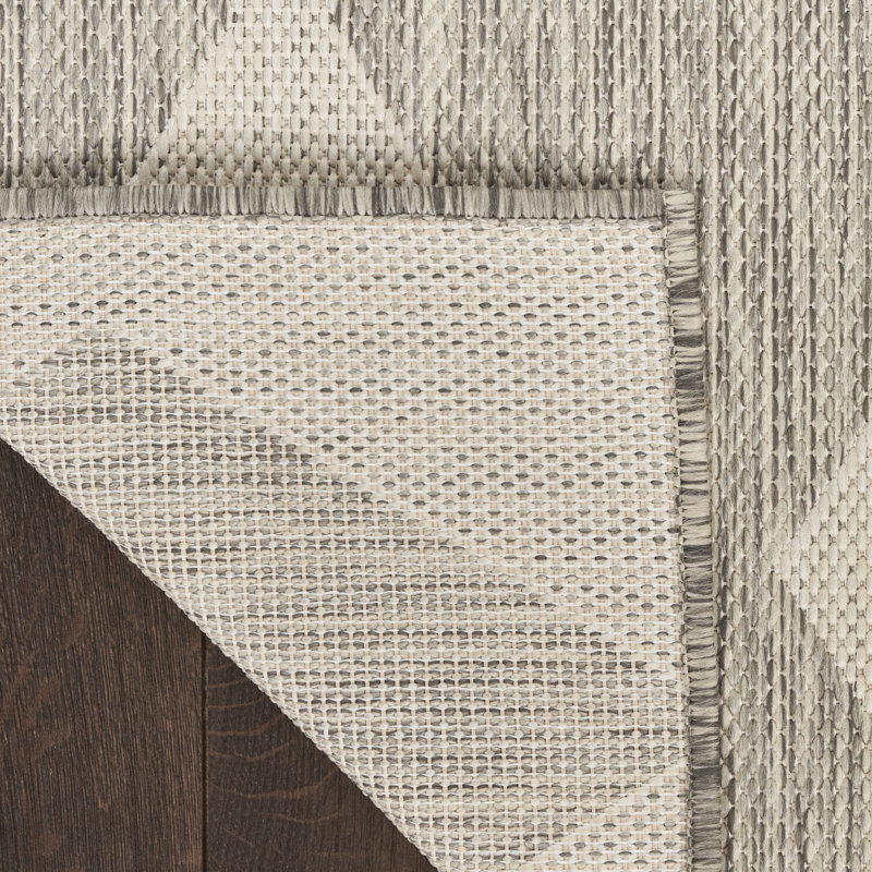 Tapis intérieur / extérieur rectangulaire Positano, Rectangle 5 pi x 7 pi, Gris / Crème