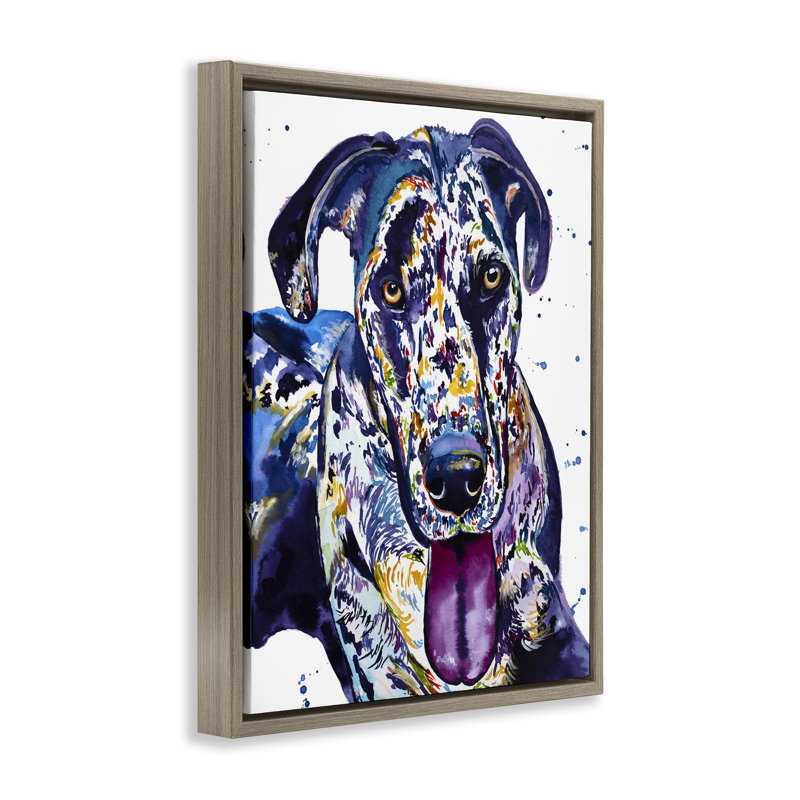 Cadre flottant Great Dane Whimsical Hues, design par Jennifer Seeley, H 31 po x l 25 po, Cadre flottant orme Montalcino