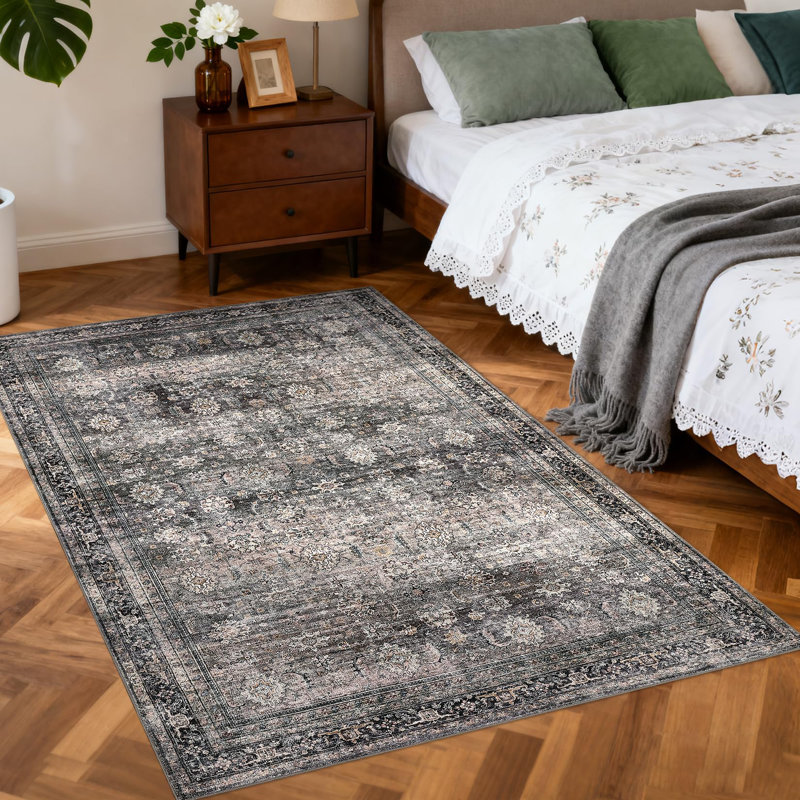 Rectangle Abstract Area Rug, Gray, Rectangle 80 x 150 cm