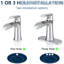 Robinet de salle de bain contemporain - Robinet de lavabo cascade monté sur le comptoir avec bonde escamotable, nickel brossé, trou unique, côté, valve à cartouche, poignée de lavabo en nickel, forme géométrique, perfectionnement-122521059
