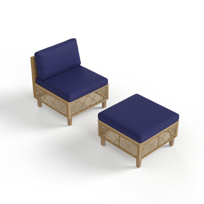 Ottoman And Armless Chair Navy