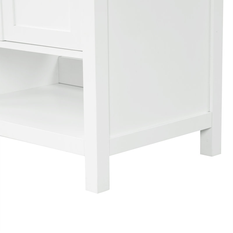 Meuble-lavabo unique 36 po avec lavabo en céramique, Blanc