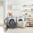 Medallion Machine Washable Polyester Area Rug in Light Blue/Orange/Gray-369937942