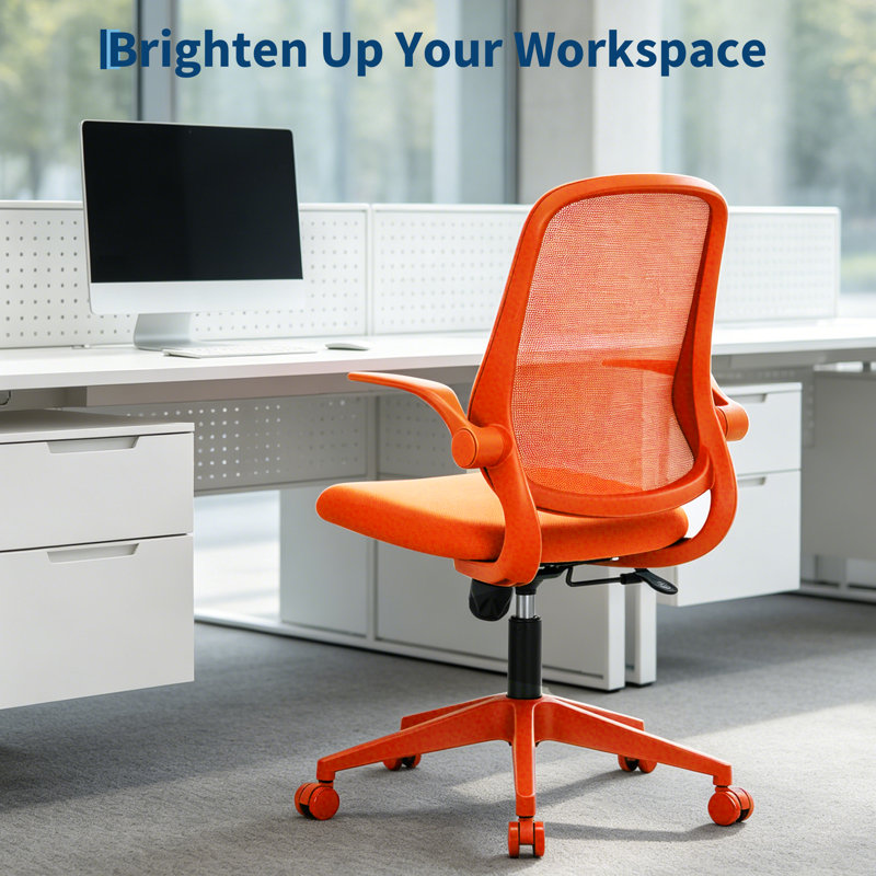Fauteuil de bureau pivotant à hauteur réglable, Orange, Orange