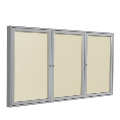 Ghent 3 Door Enclosed Vinyl Bulletin Board with Satin Frame