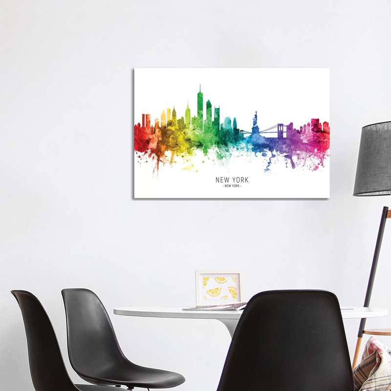 New York Skyline Rainbow by Michael Tompsett - Print on Canvas, Wrapped Canvas, 101.6 cm H x 66.04 cm W x 1.91 cm D