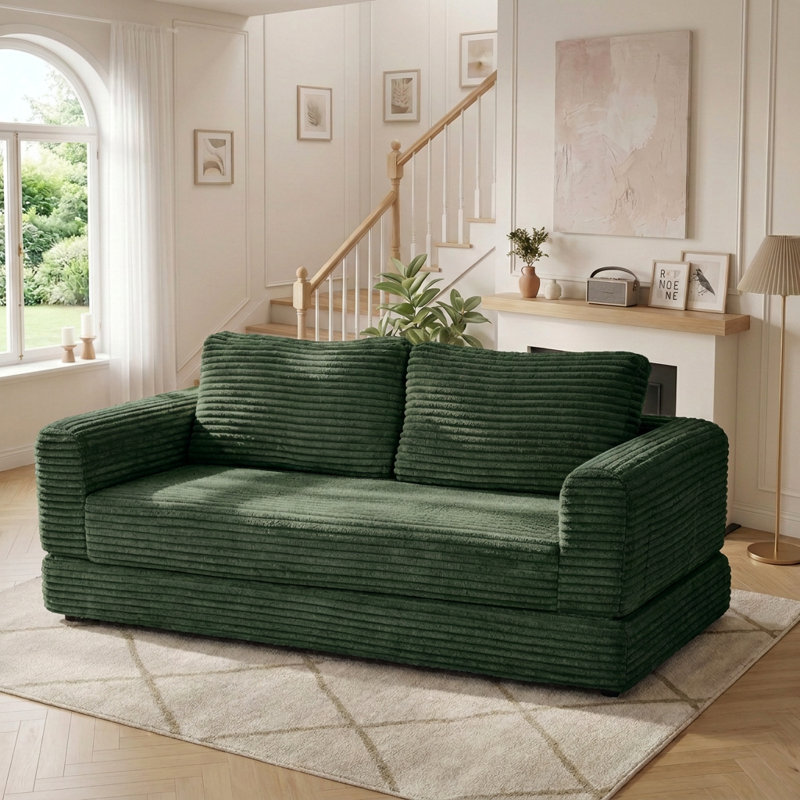 Canapé-lit modulaire compact avec futon et siège profond, Green