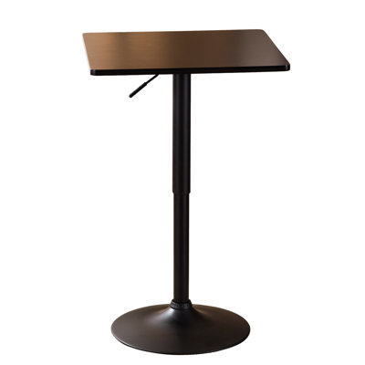 Metal Bar Table With Black Square Top And Adjustable Legs - 26" 36" Height Contemporary 24" X 36"h Modern Furniture