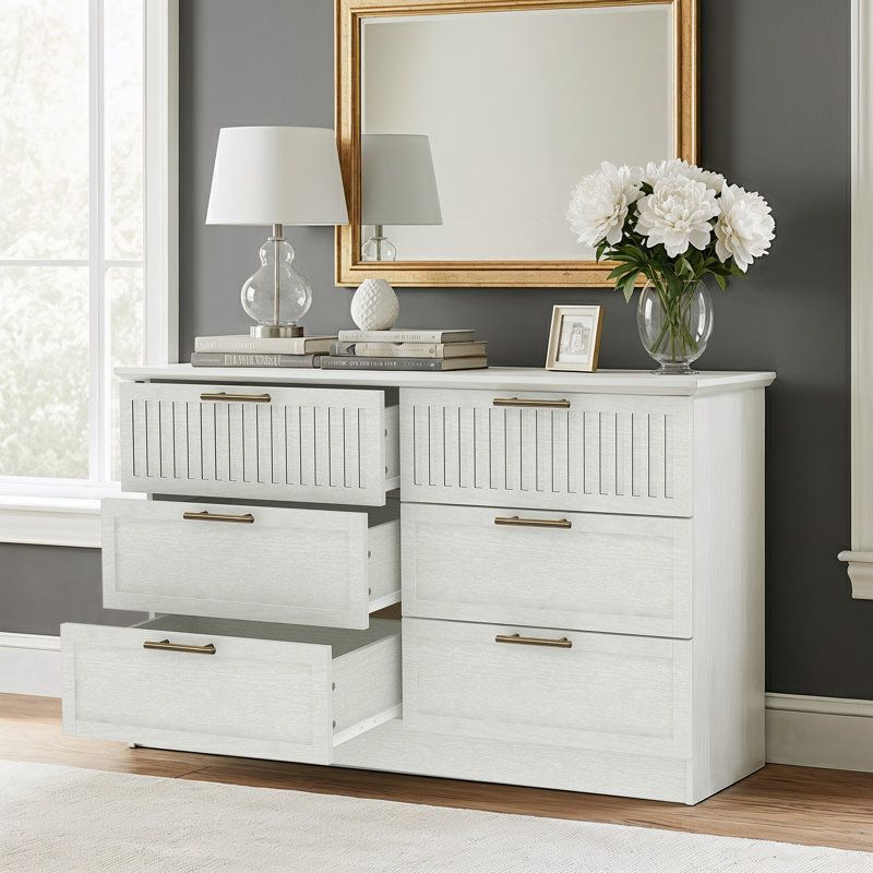 Gregory 6 Drawer Chest, Pearl White Oak