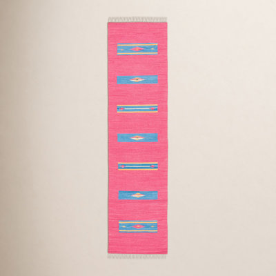 Danely Pink Blue Yellow Flatweave Cotton Rug