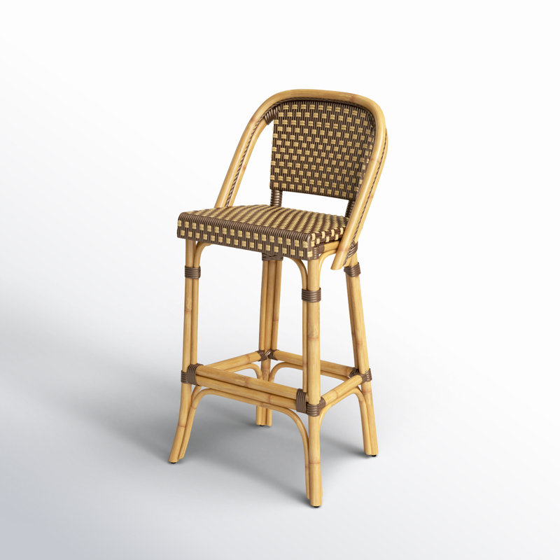 Euporie Woven Bar Stool, Brown/Yellow