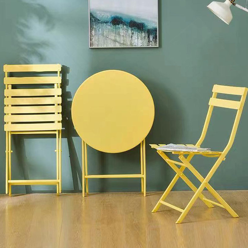 Ensemble bistro 3 pièces de table ronde pliable et chaises, Jaune