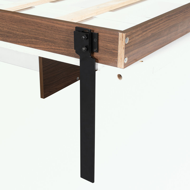 Lit escamotable double avec bureau pliable, Blanc