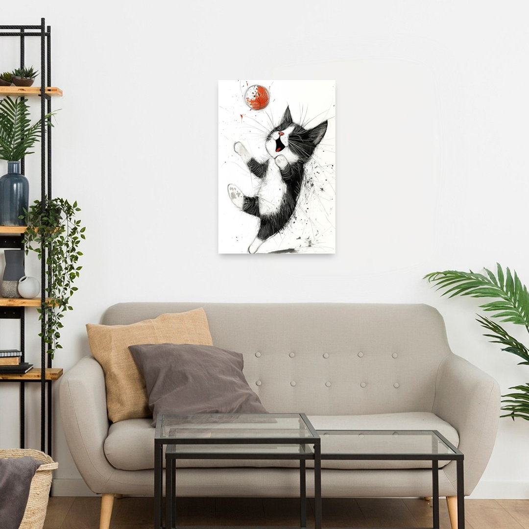 Playful Kitten Joy Energetic Playful Whimsical Cat Wall Art Print