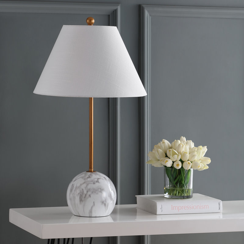 Cranon Table Lamp, Gold/White