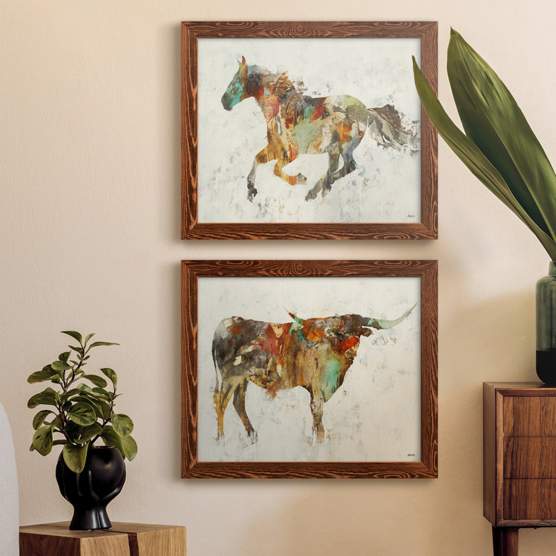 Totem II - ensemble de 2 reproductions, H 34 po x l 20 po x P 1 po, Toile avec cadre érable, Pas de tapis