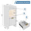 White Fluted Bedside Table Charging Station USB-C Wireless LED 2-Drawer 30x25x60cm Slim Nightstand-90401988