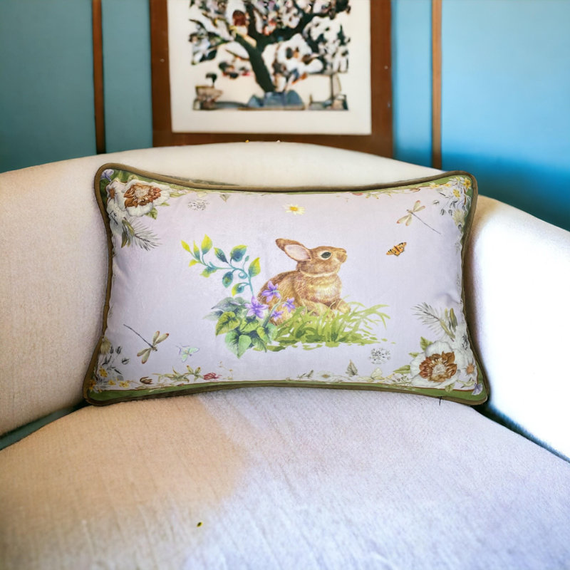 Housse de coussin réversible en velours à imprimé animal, H 12 po x l 20 po