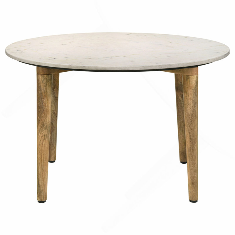 White and Natural Round Marble Top Coffee Table
