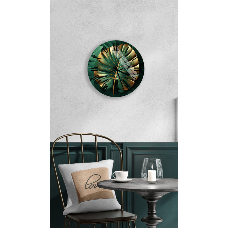Horloge murale Glam Emerald Green, Noir