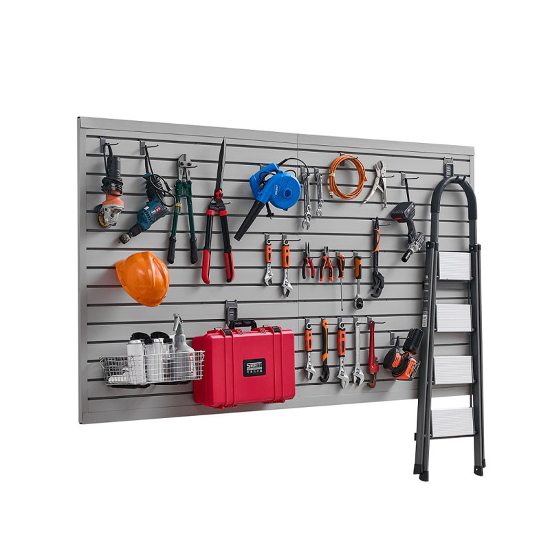 8 x 4 ft Slat Wall Paneling PVC Garage Slatwall with Accessories, Grey