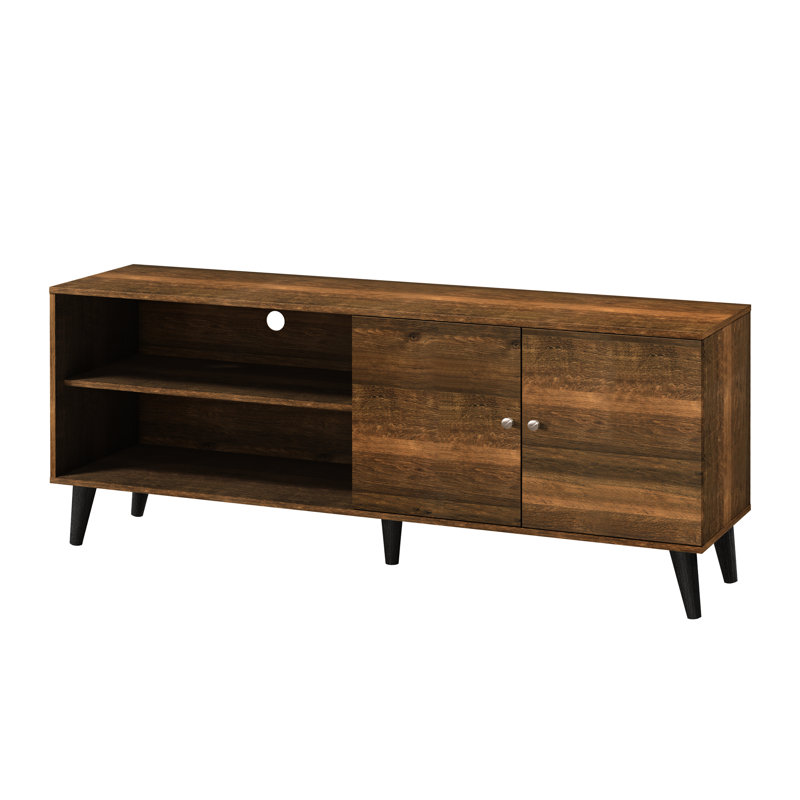 Meuble télé pour téléviseur de 63 po ou moins Amidon, avec 2 tablettes de rangement et 1 armoire, meuble télé moderne dans le salon