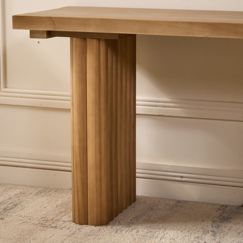  Gennari Solid Wood Bench with Flat Fluted Legs（Three Sizes Available）, 17.70" H x 31.50" W x 11.80" D