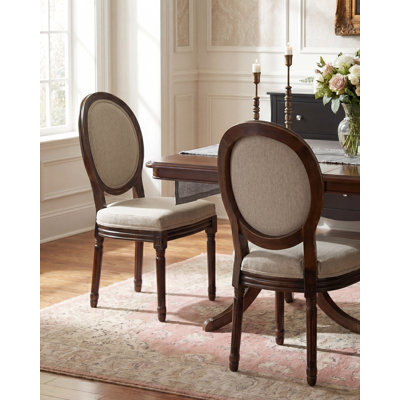 ALBANZA 50 cm H Fabric Side Chair in Brown and Beige