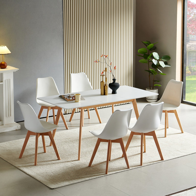 Extendable Beech Solid Wood Base Dining Table